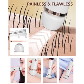 Facial Hair Remover for Women - 2-in-1 Electric Painless Face Hair Removal Shaver Device - Waterproof Face Trimmer & Body Epilator - Rechargeable Razor with 2 Heads for Lips Arms Legs Bikini Body