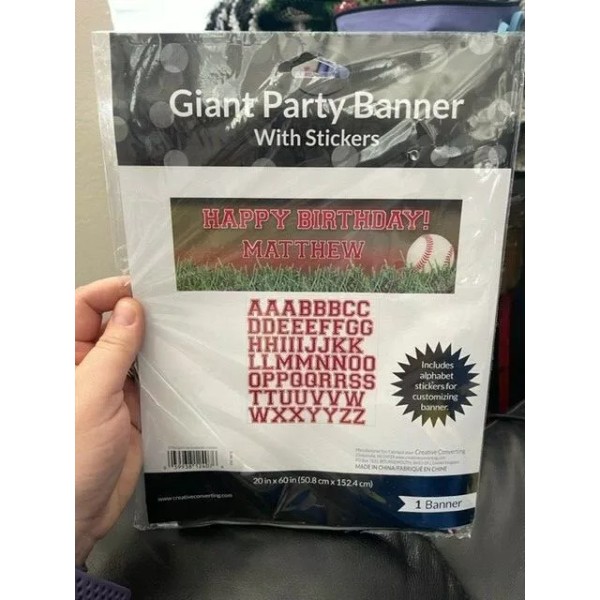 Creative Converting Baseball Personalized Large Birthday Banner Kit 20" X