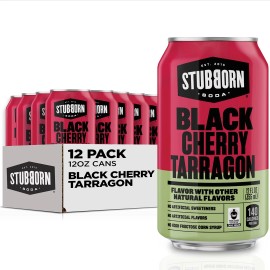 Stubborn Soda Black Cherry with Tarragon 12 Fl Oz Pack of 12 Cans