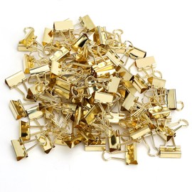 APOMOONS Pack of 80 Foldback Clips, Gold, Paper Clips, Metal Clips for Office, School and Household, Metal Binder Clips, Multi-Purpose Clips, 19 mm, Clips for Document Clips and File Clips
