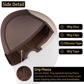 Datanala Grip Lace Wig Cap Brown Color for Women 4x5 Transparen Non Slip Wig Gripper for Keeping Wigs in Place Adjustable Cap with Grip Headband(Grip Wig Cap/Brown)