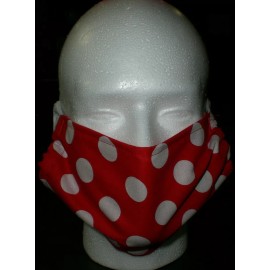 Home-Made Face Mask Red and White Polka Dot Pattern Covering 100% Cotton Washable Reusable