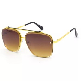 Men Sunglasses Gold Metal Frame Brown Gradient Lens Fashion UV400 Protection New