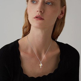 OHAYOO Hummingbird Cross Necklace 925 Sterling Silver Cross Hummingbird Pendant Necklace Hummingbird Jewelry Gifts for Women Girls, Sterling Silver, Cubic Zirconia