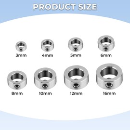 8 Stück Tiefenanschlag für Bohrer, 3/4/5/6/8/10/12/16mm Bohrtiefenbegrenzer mit Sechskantschlüssel, Tiefenanschlagringe Set für Holzbearbeitungsbohrarbeiten