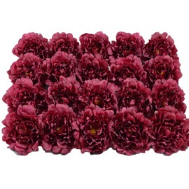 DH EYB 20pcs 5" Artificial Flower Peonies, Silk Peonies with 6" Stems, Flowers Suitable for Wedding Bouquets, Home Party Decoration (Wine Red)