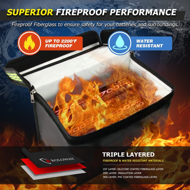 ROLOWAY Lipo Battery Bag (15 x 8.5 x 10 inch),