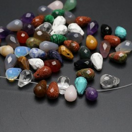 40 Pcs Healing Loose Beads Faceted Water Drop Shape Natural Necklace Stone Pendants Crystal for Jewelry Making DIY Craft