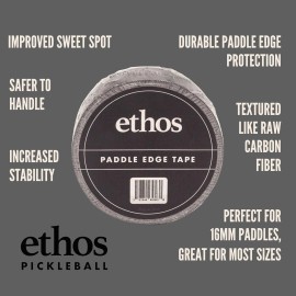 Ethos Pickleball Paddle Edge Tape - Weighted Protection - Black One Size