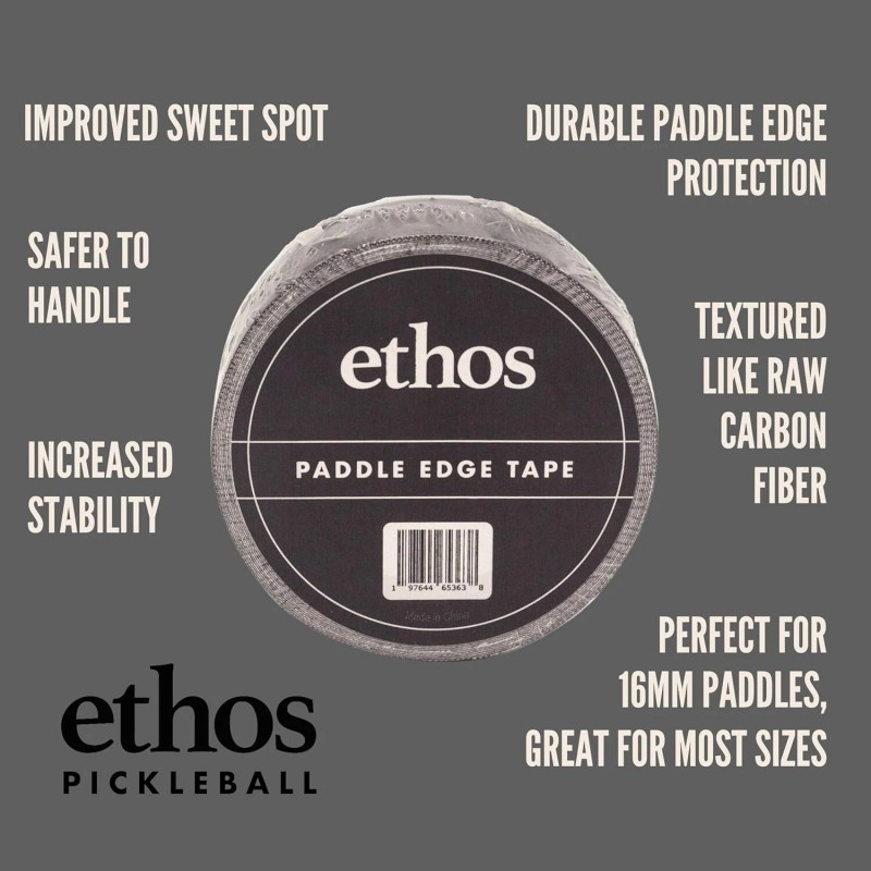 Ethos Pickleball Paddle Edge Tape - Weighted Protection - Black