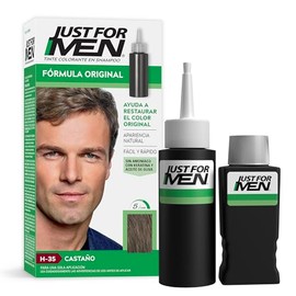 Just For Men Shampoo para Canas, Formula Original, Castaño H35, Aplicación Rápida Hasta 5 Minutos, 66ml