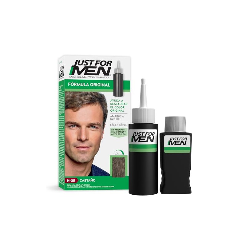 Just For Men Shampoo para Canas, Formula Original, Castaño H35,