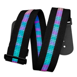 chushui Reflective Guitar Strap for Night Visibility,2" Wide Adjustable Cotton Strap with Wave Pattern Design for Acoustic/Electric/Bass Guitars