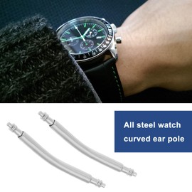 The Lord of the Tools Pack of 4 Curved Spring Bar Pins Extra Thick 1.8 mm Diameter for Repairing Steel Bands Vintage Watches Bends Naturally Suitable for Curved Watch Straps, silver