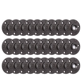 3/4" Floor Flange, Home TZH 30 Pack Pipe Flange Malleable iron Pipe Fittings for Industrial vintage style, Flanges with Threaded Hole for DIY Project/Furniture/Shelving Decoration (30 Pack, 3/4")