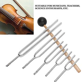 Juego de diapasones 5 piezas 128 Hz 256 Hz 512 Hz 2048 Hz aleación aluminio para musicoterapia terapia sonora curación con martillo afinador vibración frecuencia resonancia armonía equilibrio cuerpo mente sonido puro tono preciso