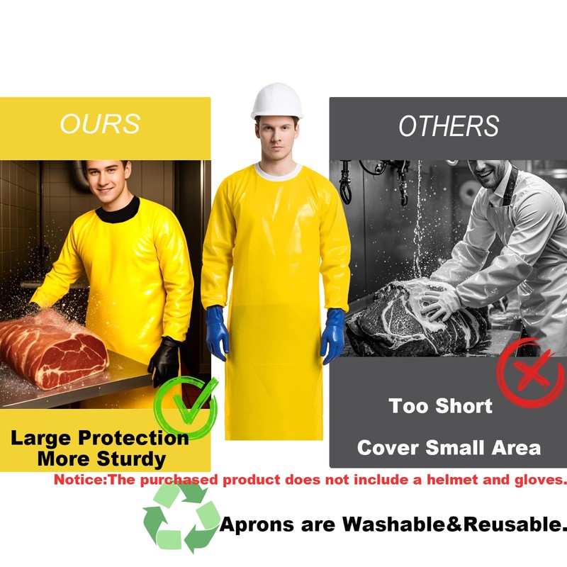 ELEBOX Waterproof Apron Smock with Long Sleeves, Safety lab Aprons