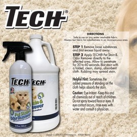 TECH Pet Stain & Odor Remover for Carpets - Eliminate Urine, Feces, Vomit, Drool and Other Pet Stains and Odor Instantly (24 oz)