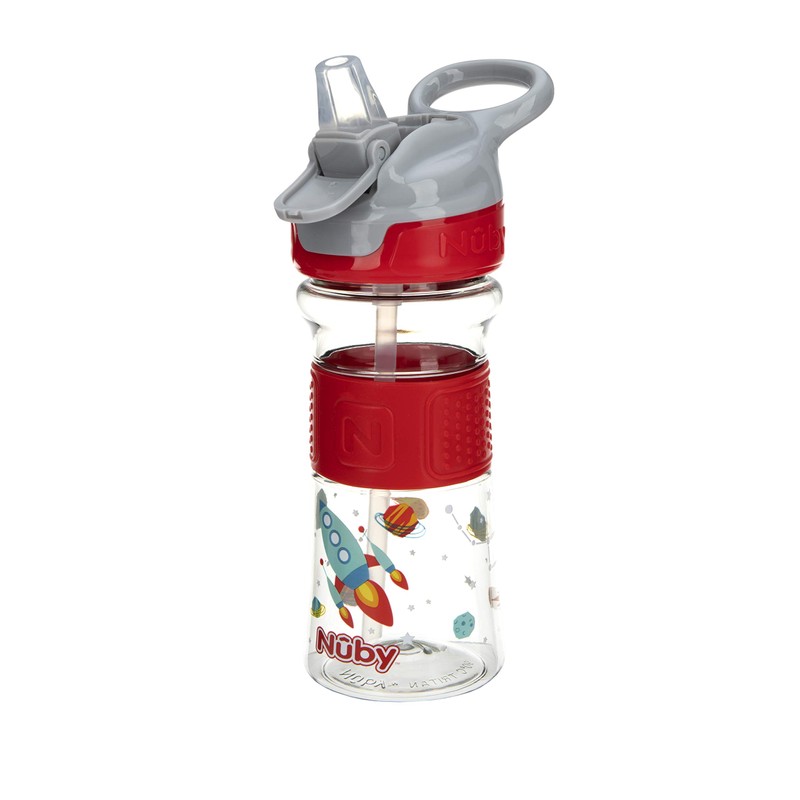 Nuby Thirsty Kids No-Spill Flip-It Reflex w/Soft Grip 12oz., Red
