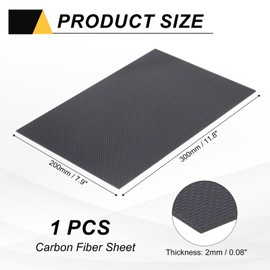 sourcing map Carbon Fiber Sheet 300x200x2mm 3K Carbon Fiber Board with Metallic Threads Plain Weave Glossy Surface Laminate Plate Panel for Automotive, Cars, RC Models, Drones, DIY, Blue