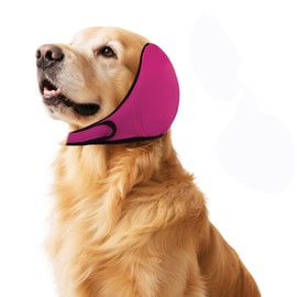 Wenai Dog Ear Muffs & No Shake Wrap for Hematoma – Waterproof Protector for Bathing, Drying, Swimming and Noise Reduction (Pink, Medium(Head Circle:14"-19")