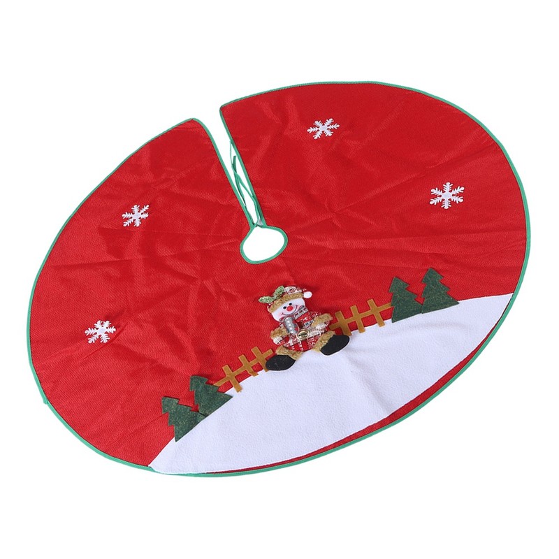 Red Flannelette Christmas Tree Skirt Base Floor Mat Apron Cover