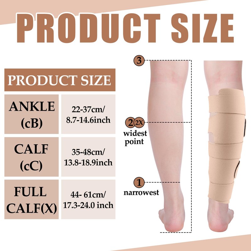 2 Pcs Lymphedema Compression Leg Wraps Adjustable Lower Leg Cover