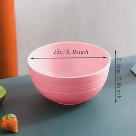 ZQtyf Unbreakable Cereal Bowl, 5.9 inch Set of 5 Reusable Bowls - Microwave & Dishwasher Safe, Perfect for Salad, Soup and Rice Oatmeal Desserts - BPA Free, Healthy & Eco-Friendly (Pink)