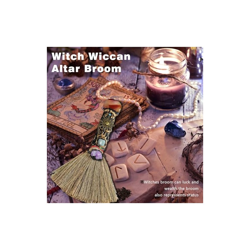 Xuoxeji Xuoxeji Crystal Witch Wiccan Altar Broom,Witchcraft Witches Pagan Altar