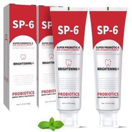 Sp-6 Probiotics Whitening & Brightening Toothpaste - Sp6 Ultra Tooth Paste Enhanced Super Probiotic Formula Deep Cleaning Fresh Breath Dental Gum Health Oral Microbiota Strength Enamel Care (2-Pack)