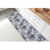 Machine Washable, Non Skid PVC Backing, Abstract Pattern, Blue&Grey Carpet