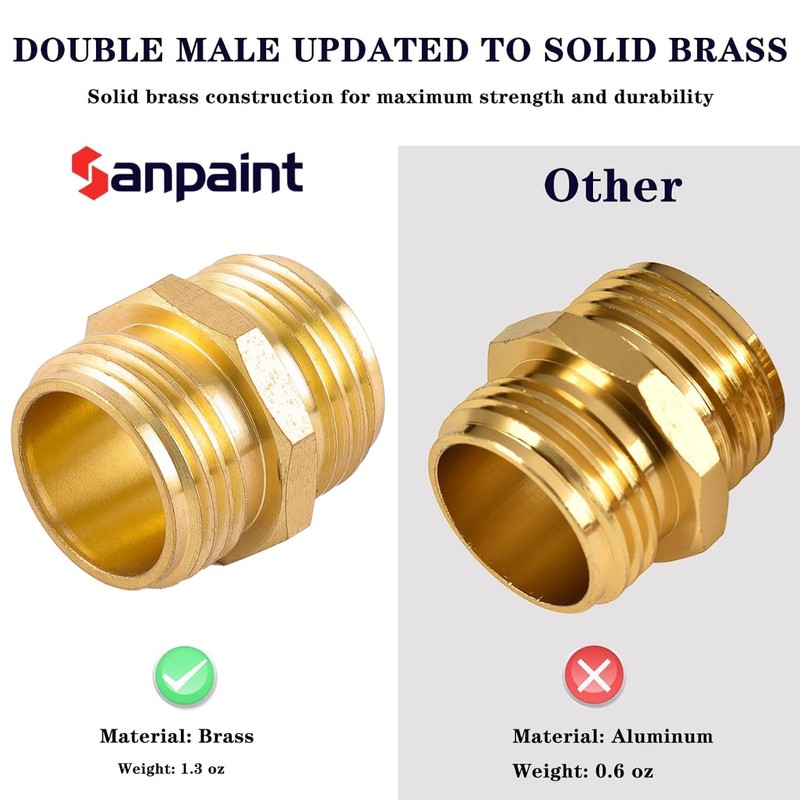 Sanpaint Garden Hose Connector, Male to Male Hose Adapter, 2