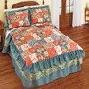 Collections Etc Fall Floral Patchwork Triple Ruffle Bedspread
