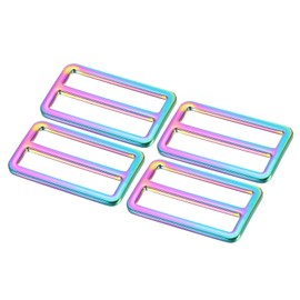 PATIKIL 32mm / 1-1/4 Inch Tri-Glide Slide Buckles, 4 Pack Metal Webbing Strap Fastener for Backpack Bag Belt, Colorful