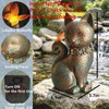 Cat Statues for Outside Garden Decor with Butterfly Solar Lights