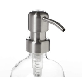 Clear Glass Soap Dispenser, Stainless Pump and Non Slip Coaster/Countertop Protector - 8oz Soap Bottle or Lotion Bottle