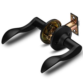 Berlin Modisch Passage Lever Door Handle [Non-Locking Lever Set] for Hallway Doors or Closets with a Iron Black Finish, Reversible for Right & Left Side, Classic Series