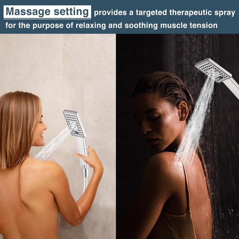 BRIGHT SHOWERS High Pressure Handheld Shower Head Set, High Flow