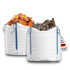 Jarlus Big Bag - Premium Sack for Construction Rubble, Garden Waste, Wood, Sand, Soil, Green Cuts, Christmas Garland - 90 x 90 x 90 cm 1,000 kg with 4 Lifting Straps for Transport - Sturdy Fabric Bag