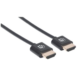 Manhattan 394406 Ultra Thin High Speed HDMI Cable with Ethernet Channel (HEC ARC 3D 4K) HDMI Male to HDMI Male Shielded Black 0.5 m
