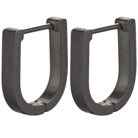 Caiyao 14K Gold Plated Stainless Steel Hypoallergenic Small Star Rectangle Heart Triangle Rhombus Square Horseshoe U Shape Huggie Earrings for Women Minimalist Lightweight Chunky Hoop Earrings, Metal, stainless steel