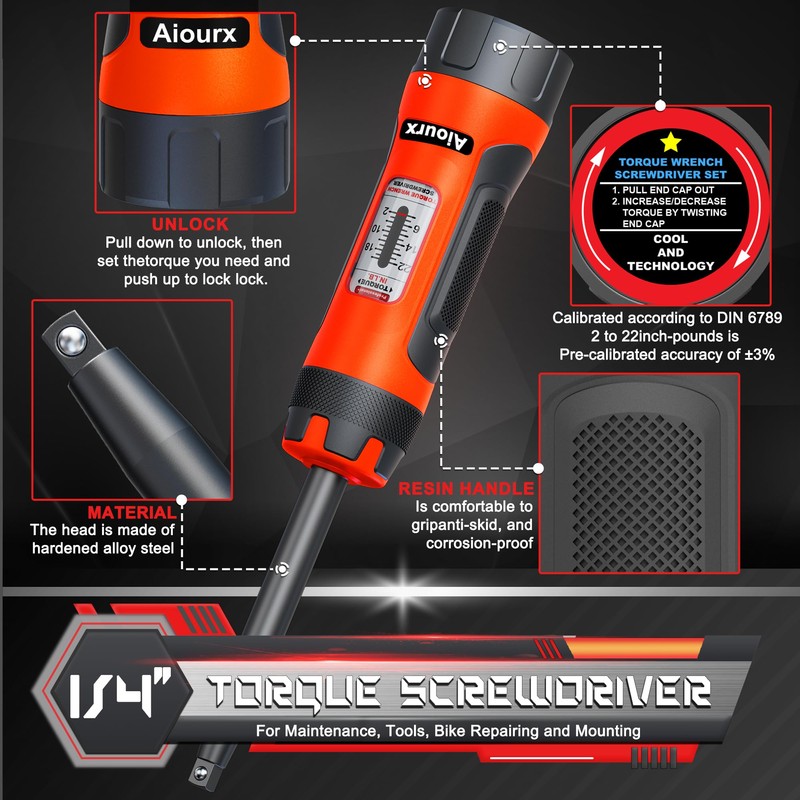 Aiourx Torque Screwdriver Wrench Set, 2-22 Inch Pounds lbs, 2