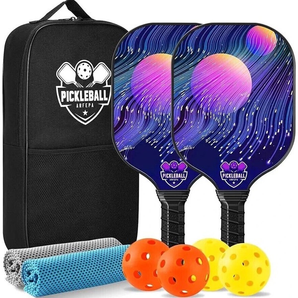 Unbranded JuriShan Pickleball Paddles Set of 2, Lightweight Fiberglass Surface
