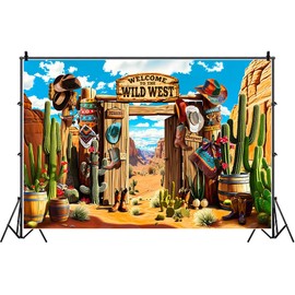 HANSHUAI Welcome To The Wild West Backdrop Western Grand Canyon Desert Cactus Photography Background Kids Cowboy Theme Baby Shower Birthday Party Decoration Banner Photo Booth Studio Prop 7x5ft FU04YL