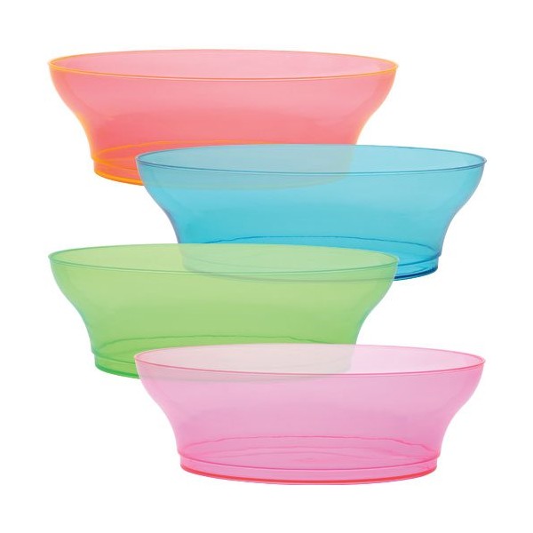 Party Dimensions Neon Mix Bowl-10 oz | Assorted Tints | Pack of 8 Plastic Bowls, 10 oz, Pink, Blue, Green, Orange