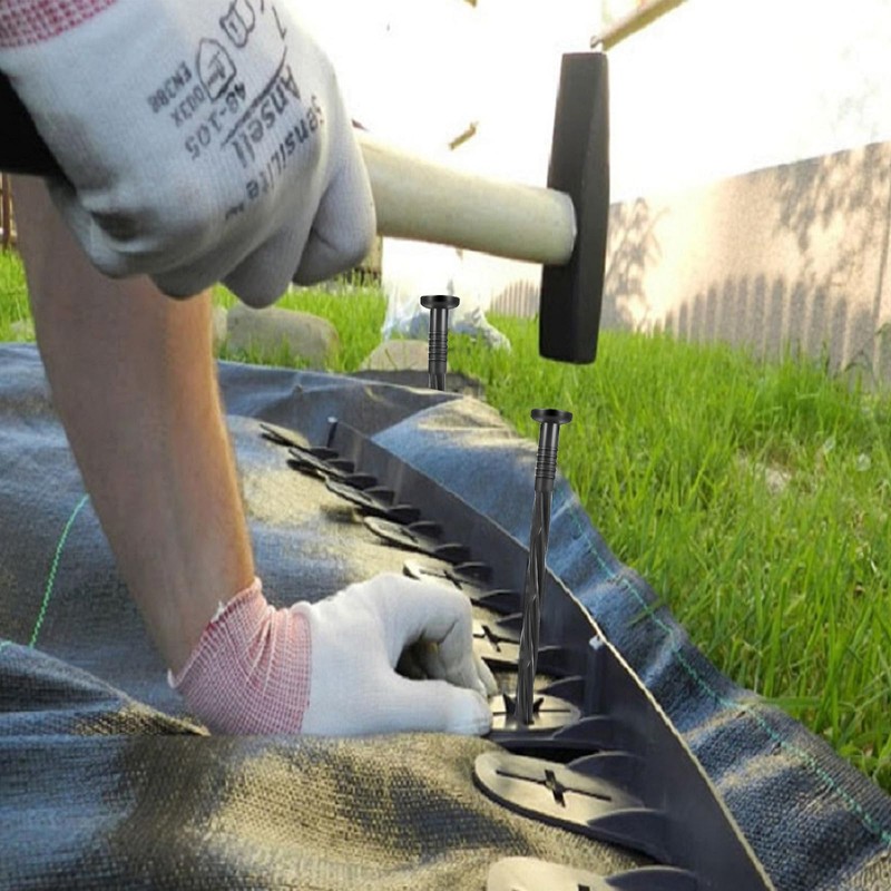 100 Pack Plastic Landscape Anchoring Stakes Plastic Edging Garden Spikes