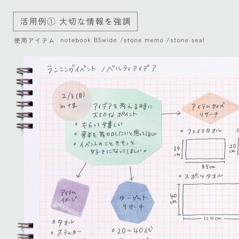 Iroha Publishing GQM-01 Quarry Memo, Stone Memo, 3 Types, 60