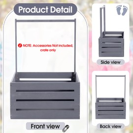 Suzile Wooden Baby Shower Crate Closet, Wood Hamper New Baby Gift Basket with Handle Gender Reveal Storage Box for Pregnancy New Parent(Gray,Classic)