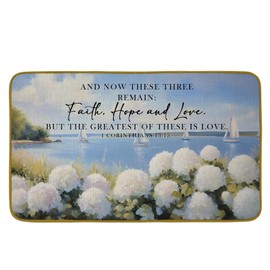 JUIOEIU Christian Hydrangea Floral Decorative Doormat, Bible Verse Floor Mat, Nautical Coastal Sailboat Beach Welcome Doormat for Home Indoor Outdoor Front Door Porch Entrance (17 x 30 Inch)