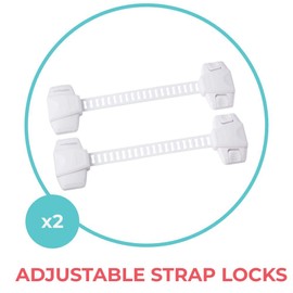 Toddleroo by North States Adjustable Strap Locks | Multifunctional safety locks that work on refrigerators, cabinets, dishwashers, and other appliances | Baby proofing with confidence (2-Pack, White)